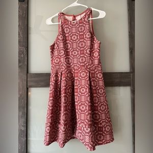 Pink patterned keyhole back sun dress- M